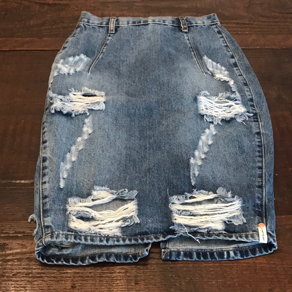 just above the knee Jean skirt